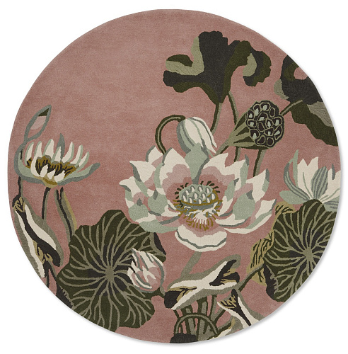 Waterlily dusty rose cirkel vloerkleed