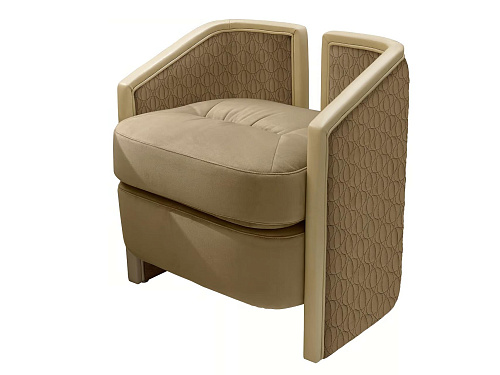 Leren en stoffen poef