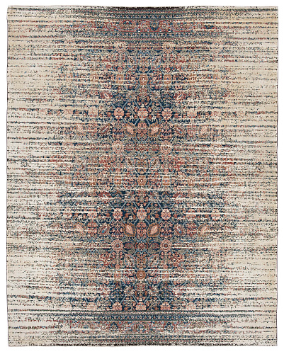 Tabriz canal stomped marineblauw goud zijde vloerkleed