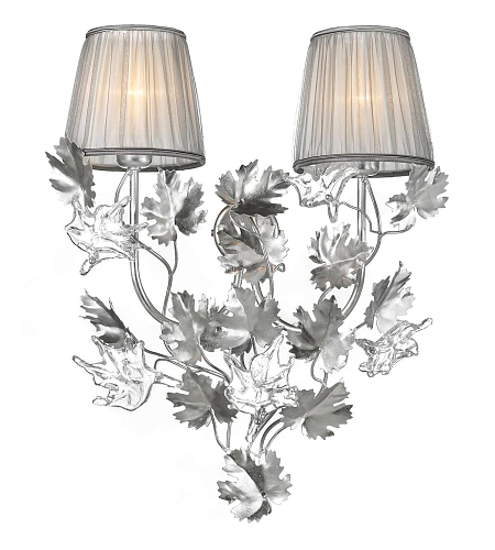 Zilveren Murano Glas Blad Wandlamp