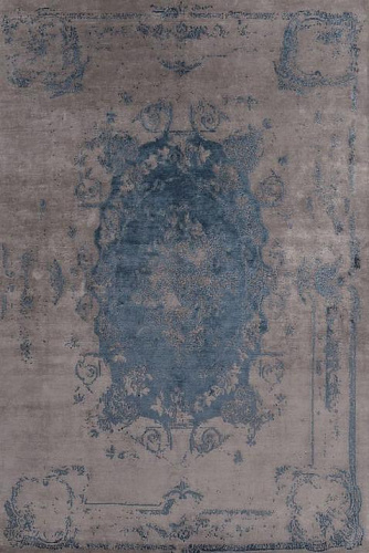Handgeknoopt bamboe zijde blauw vloerkleed