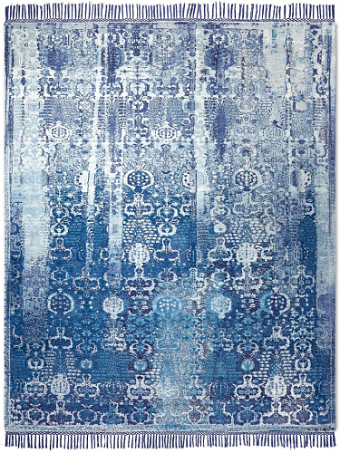 Woods Blue handgeknoopt vloerkleed