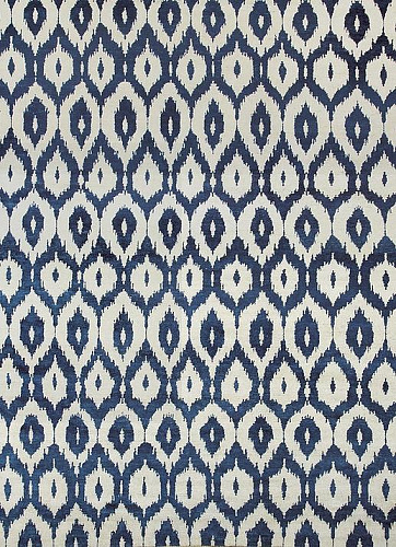 Ikat handgeknoopt wol blauw vloerkleed