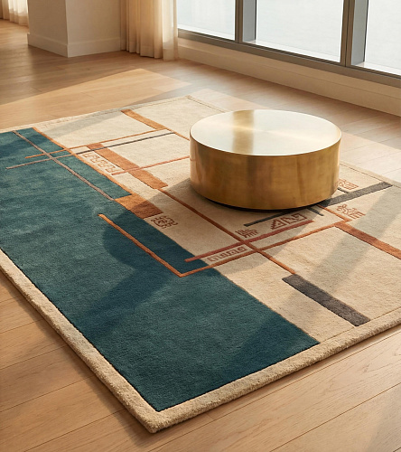 Architect Lines Teal vloerkleed