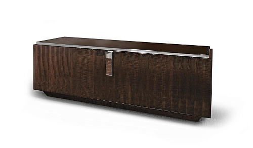 Eén-lade tv-unit met leer en chroom detail