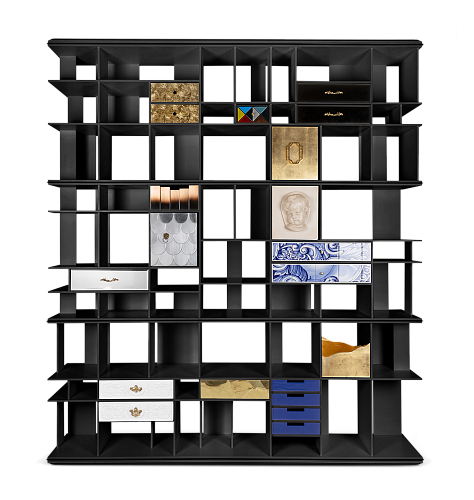 Curator zwarte boekenkast