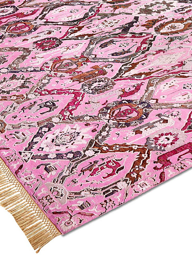 KavaBagh roze handgemaakte luxe vloerkleed