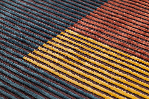 Handloom viscose lijnen multi vloerkleed
