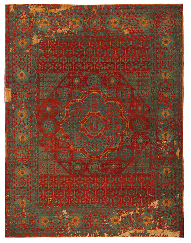 Mamluk kensington little rocked bruin goud zijde vloerkleed