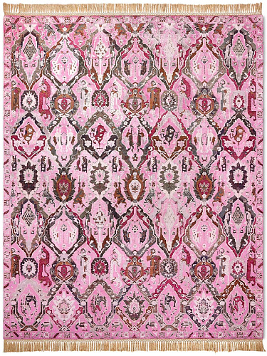 KavaBagh roze handgemaakte luxe vloerkleed