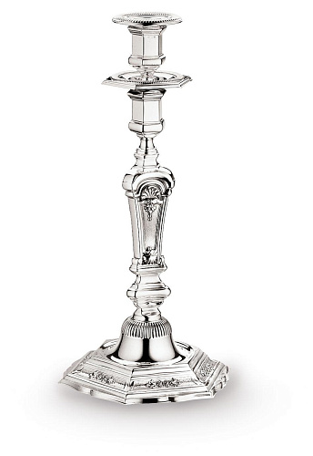 Zilveren zeshoekige kandelaar