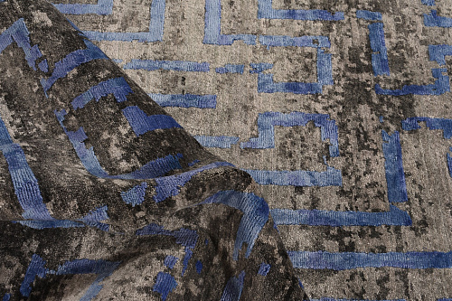 Handgeknoopt bamboe zijde abstract Indiaas vloerkleed