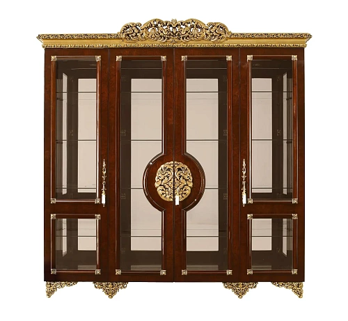 Bruine/gouden klassieke vitrinekast