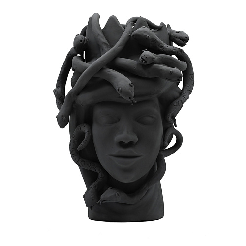 Moor's Head donkergrijze handgemaakte sculptuur
