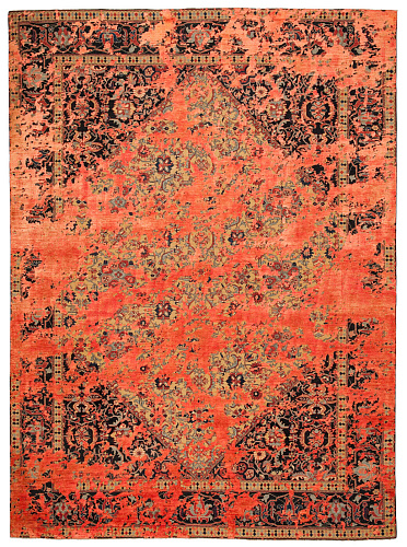 Serapi queensbury double sky wit neonoranje zijde vloerkleed