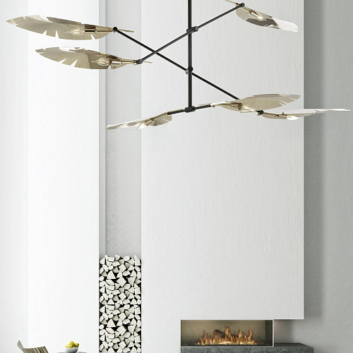 Leaf Zachtgoud en Zwart Kroonluchter met Carrara Marmer