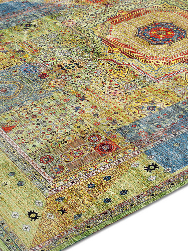 Cosmic Green luxe handgeknoopt tapijt