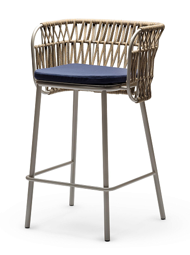 Jujube SG-Int Beige/Blauwe Buiten Barkrukstoel