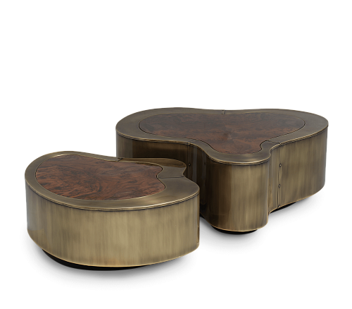 Crest patina en walnotenhout salontafelset
