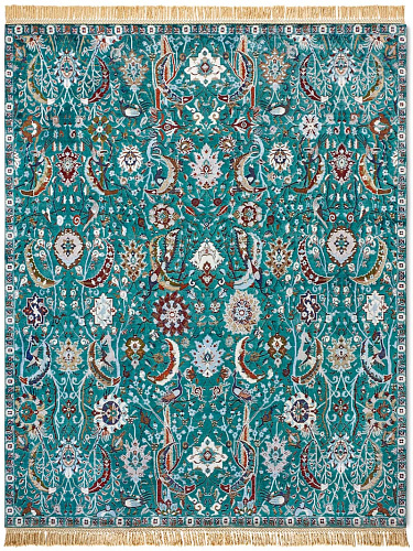 Kerman groen handgemaakte luxe vloerkleed