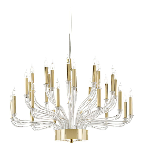 Murano Glas Arm Kroonluchter met Gouden Afwerking