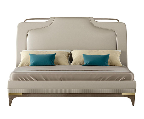 Beige leren bed