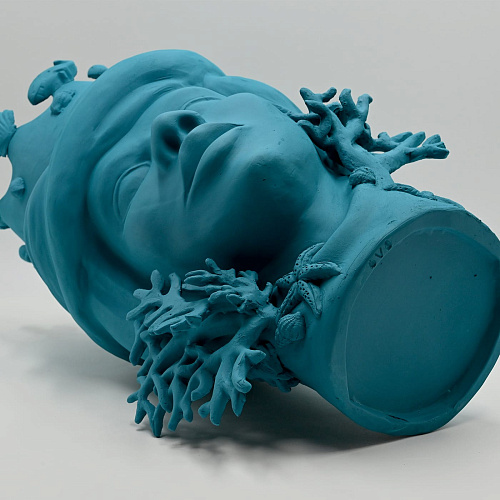 Moor's Head teal handgemaakte sculptuur