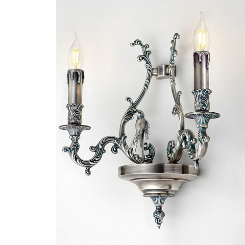 Bird Blauw Zilver 2-Lichts Wandlamp