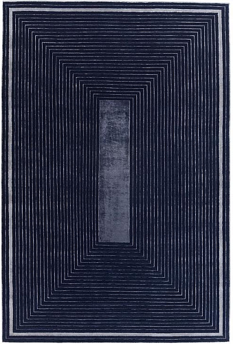 Handgeknoopt paars kader wol & viscose tapijt