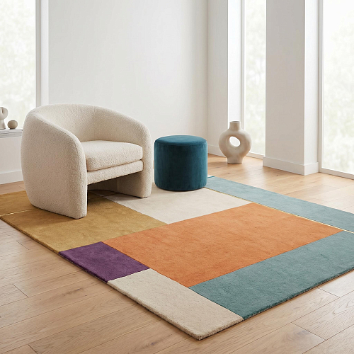 Warm Blocks design vloerkleed