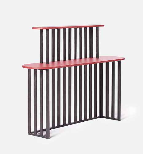 Zwart en rode twee-niveau consoletafel
