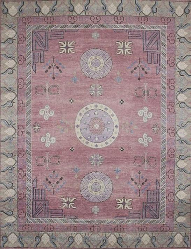 Khotan handgeknoopt wol paars vloerkleed