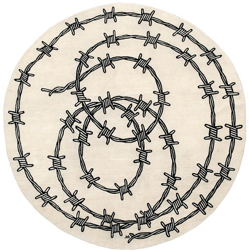 Barbed wire rond vloerkleed