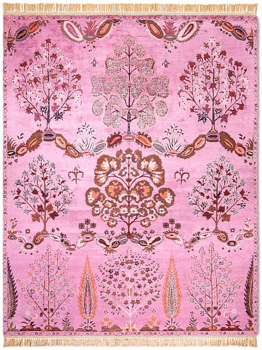 Mughal roze handgemaakte luxe vloerkleed