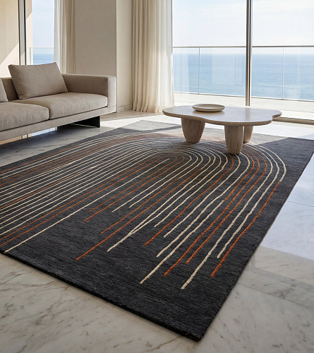 Arcade Lines Umber handgemaakt vloerkleed