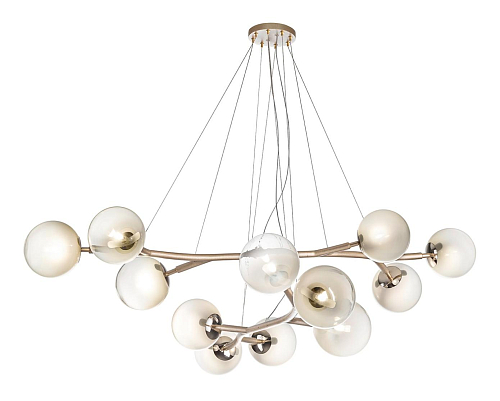 Messing Kroonluchter met Witte Bollen