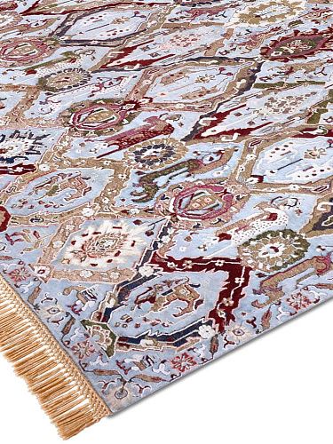 KavaBagh blauw handgemaakte luxe vloerkleed