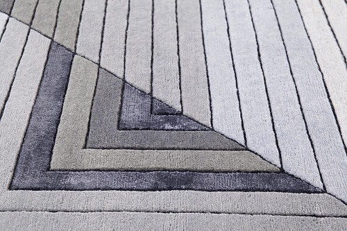Handgeknoopt grijs geometrisch wol & viscose vloerkleed