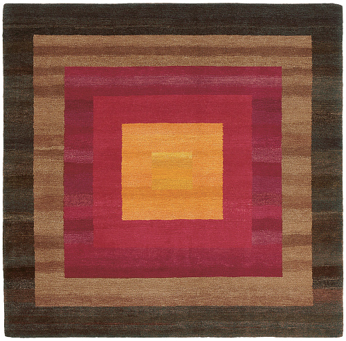 6 border oranje bruin vloerkleed