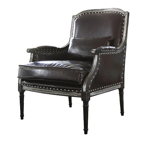 Fauteuil in zwart leer
