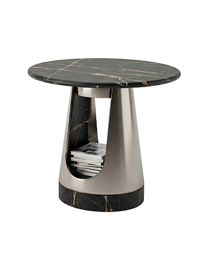 Aura rond salontafel met donker stenen blad