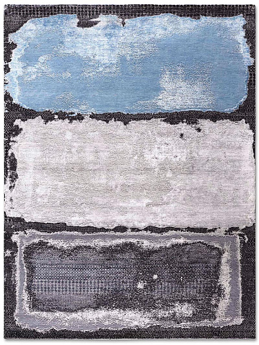Light Blue Silver handgeweven vloerkleed