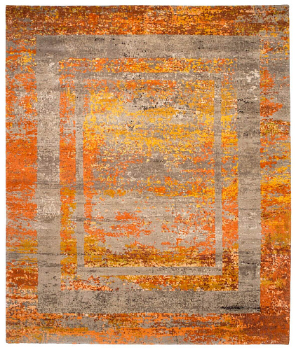 Artwork 27 triple border reverse oranje vloerkleed