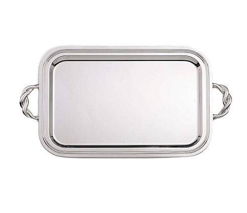 Rechthoekig verzilverd dienblad met handvatten