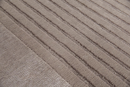Handgeknoopt beige kader wol & viscose vloerkleed