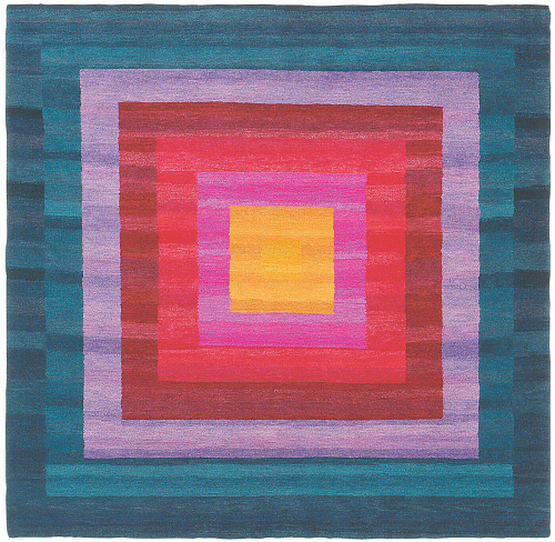 8 border oranje blauw vloerkleed