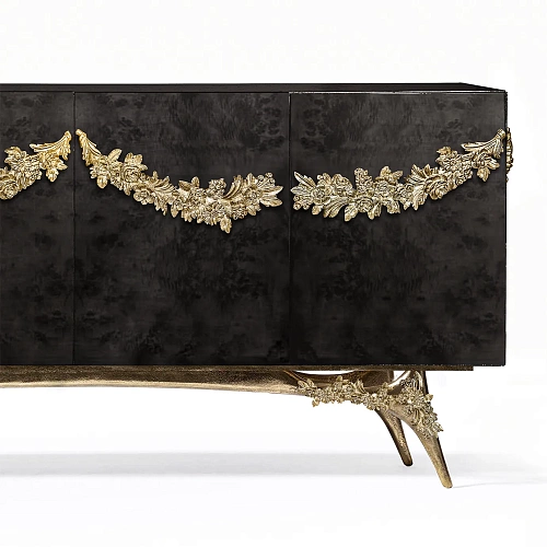 Majestica zwart populierenhout fineer dressoir