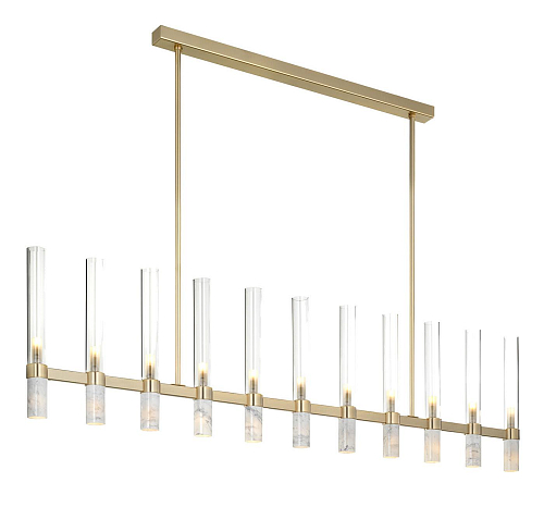 Moderne Rechthoekige Marmer en Glas Kroonluchter