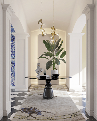 Obsidian vierkante Nero Marquina eettafel