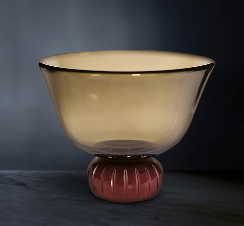 Komvormige vaas in gerookt Murano glas